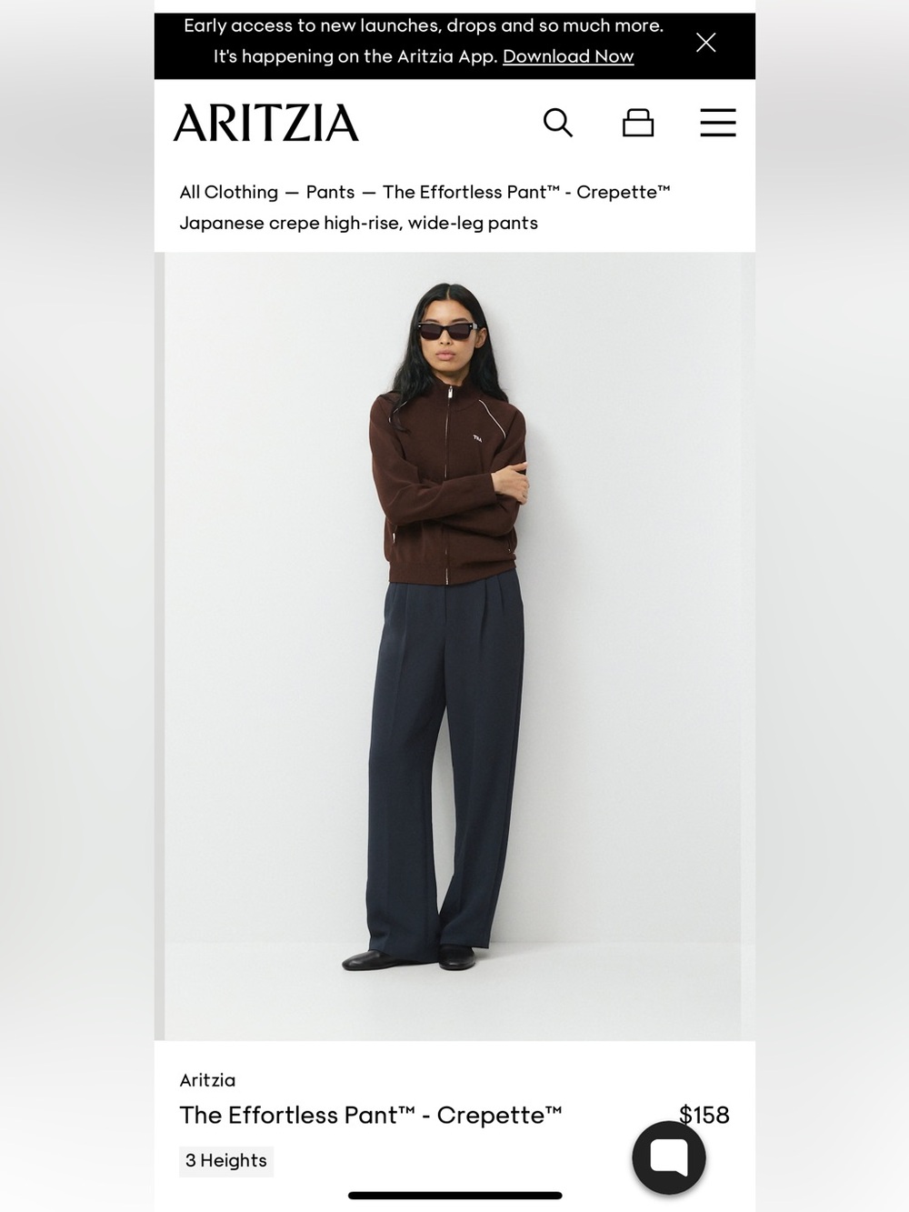 Aritzia Effortless Pant in Crepette (blue)